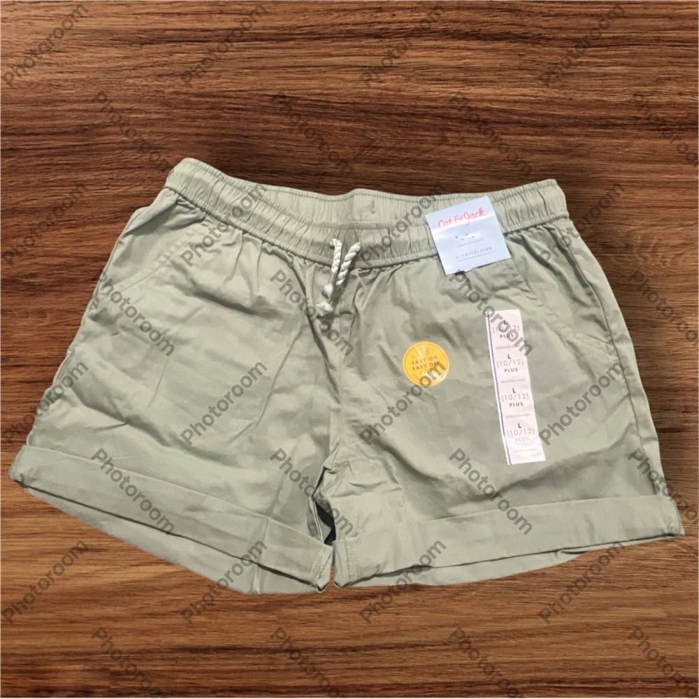 Cat & Jack Green Cargo Shorts with Drawstring Waist